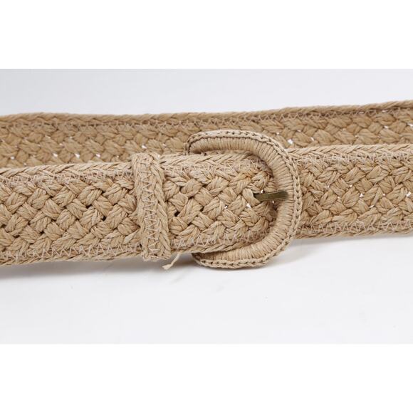 Lauren Ralph Lauren Belt L Woven Raffia Straw Wide Braided Tan Beige Summer Boho main image 10